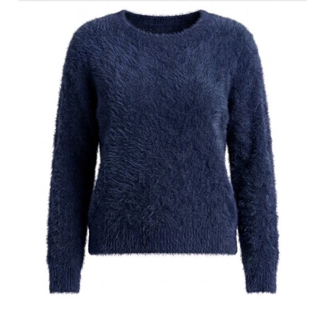 Copper Key Navy Blue Fuzzy‎ Sweater Cozy Soft Textured Pullover XL